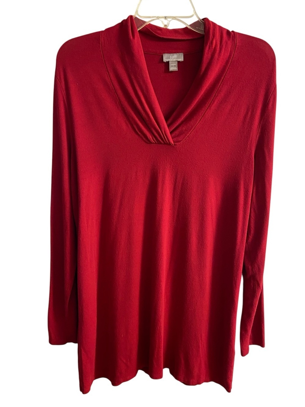 J Jill Wearever Collection Red Long Sleeve Tunic Top Large